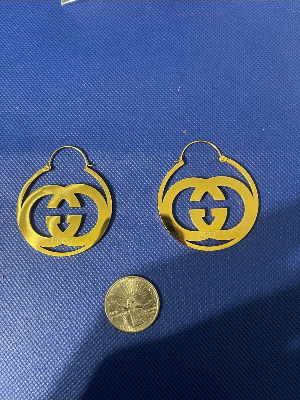 Stainless steel Gold Plated Double G Drop Earrings